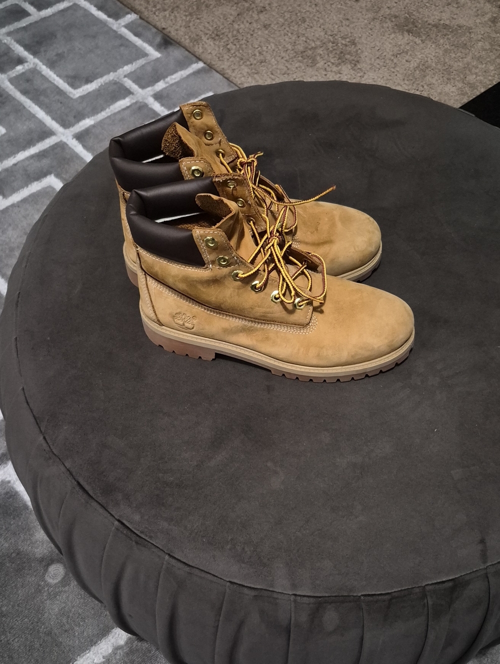 Timberland Wheat Nubuck Lace-Up Boots with Dark Collar